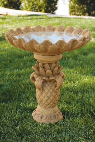 Pineapple Leaves Bird Bath Florida Home Decorating Birdbaths Cement